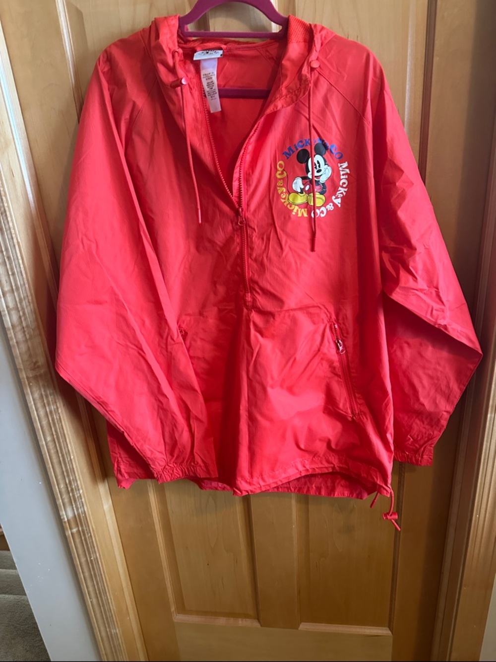 Disney Red Mickey Mouse Hooded Windbreaker Jacket